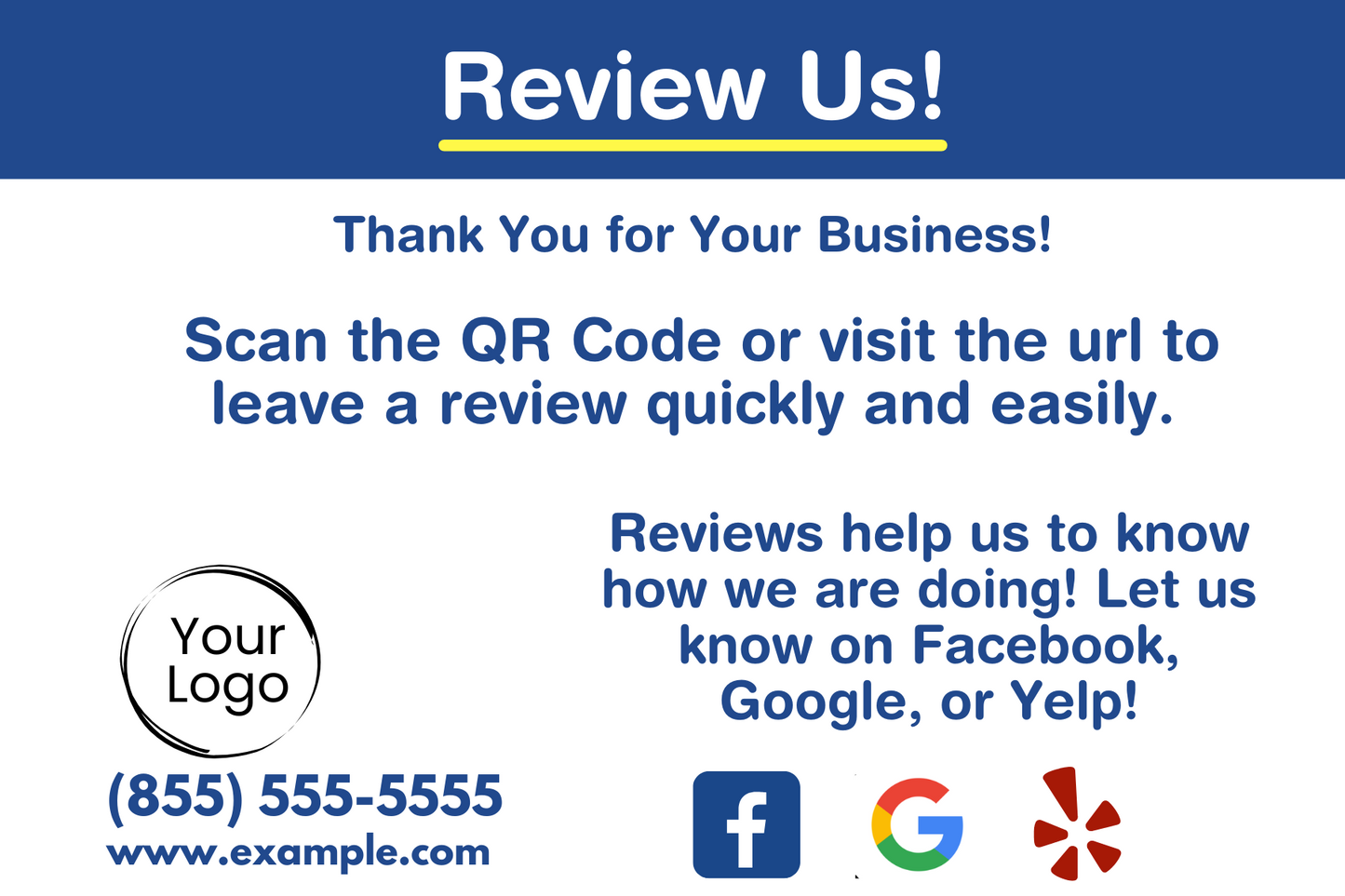 Review Cards - Basic Style #1 - Google/Facebook/Yelp - Post Card