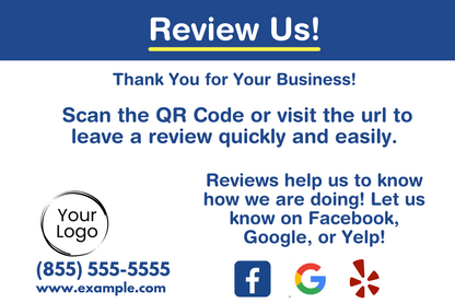 Review Cards - Basic Style #1  - Google/Facebook/Yelp - Post Card