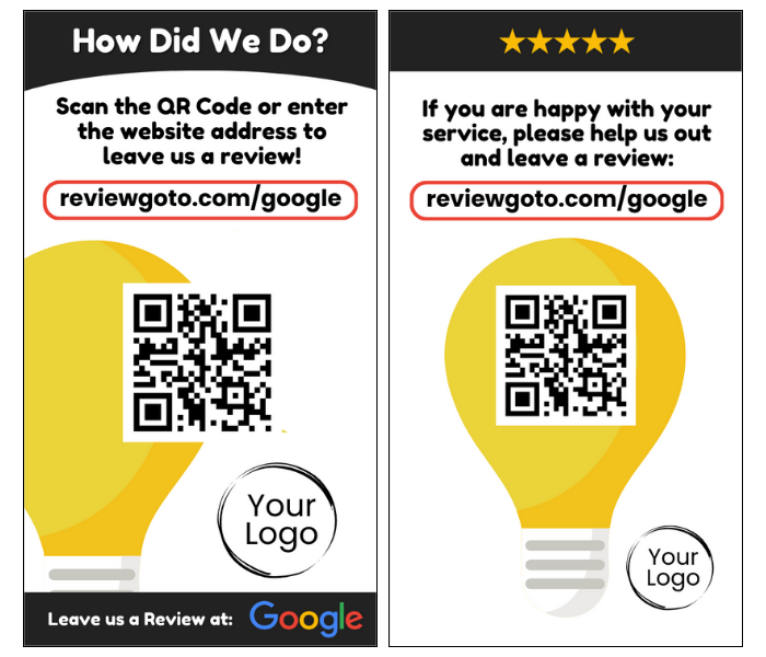 Review Cards - Electrician Style #1 - Google - Business Card